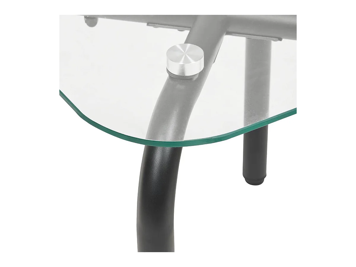 Lot de 2 tables basse en verre et métal noir - Longueur 50 x largeur.50 x Hauteur 49,5/39,5 cm