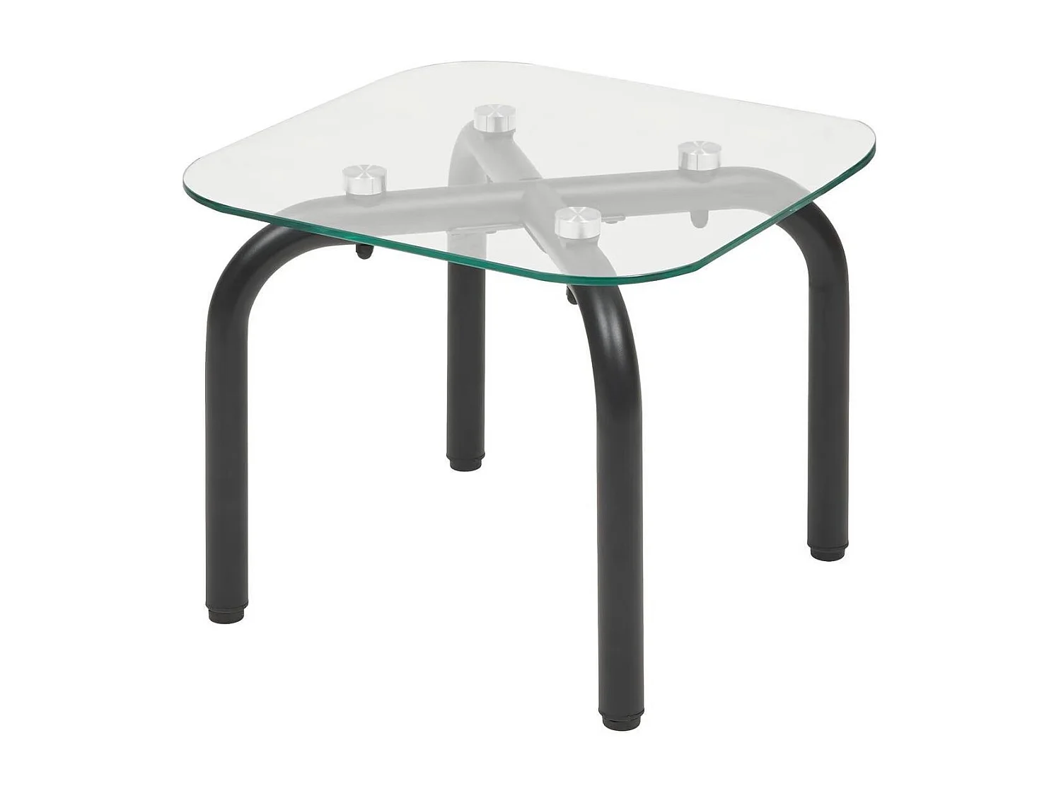 Lot de 2 tables basse en verre et métal noir - Longueur 50 x largeur.50 x Hauteur 49,5/39,5 cm