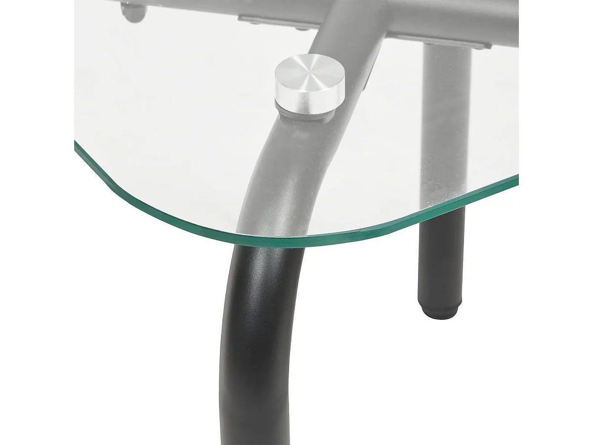 Lot de 2 tables basse en verre et métal noir - Longueur 50 x largeur.50 x Hauteur 49,5/39,5 cm