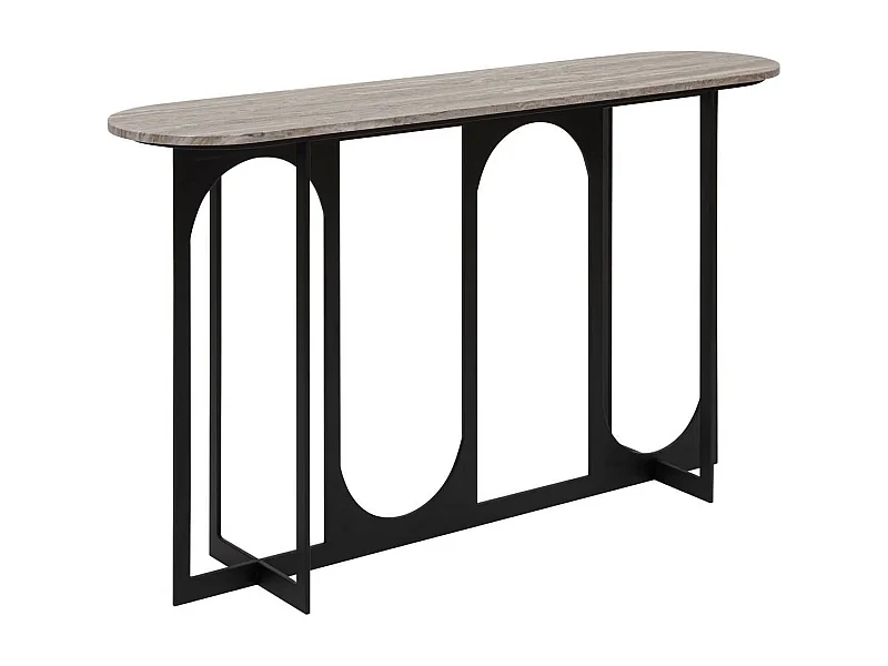 Table d'appoint Console métal et MDF effet marbre - Longueur 140 x largeur 34 x Hauteur 79,5 cm