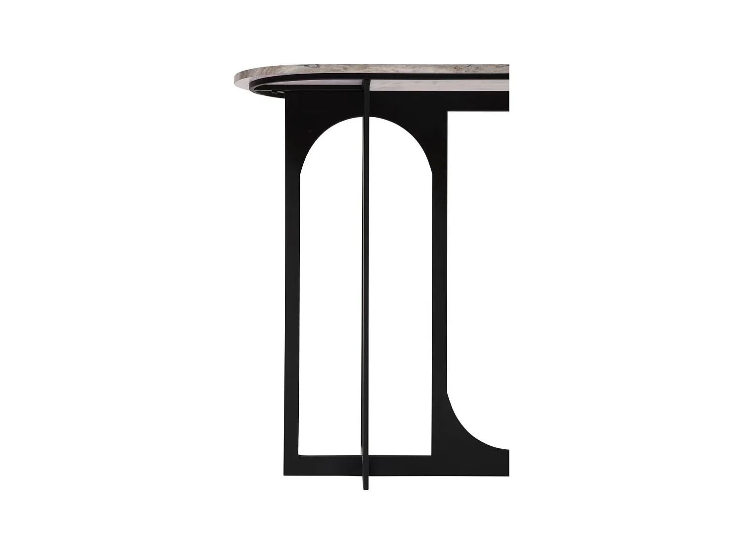 Table d'appoint Console métal et MDF effet marbre - Longueur 140 x largeur 34 x Hauteur 79,5 cm