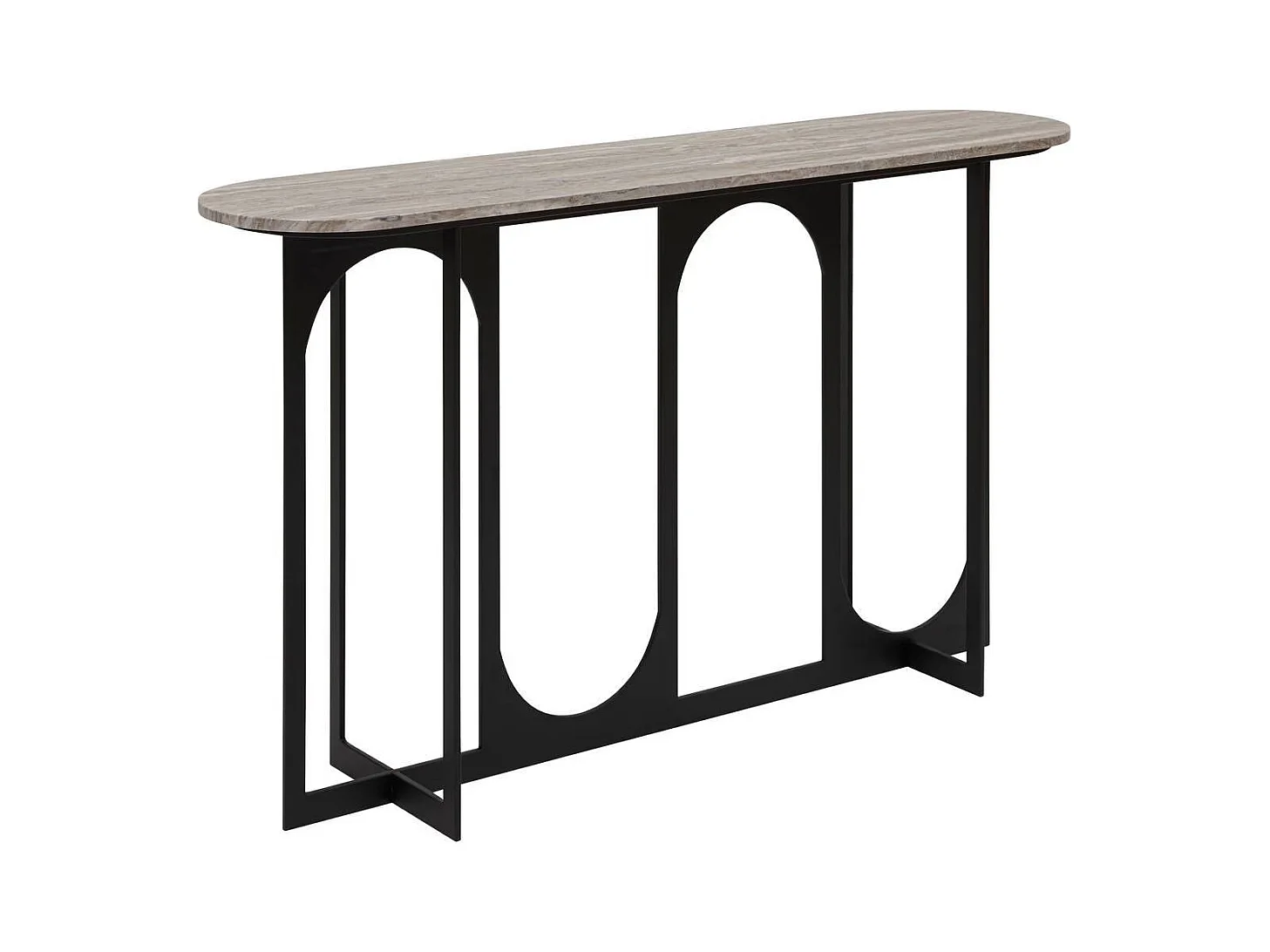 Table d'appoint Console métal et MDF effet marbre - Longueur 140 x largeur 34 x Hauteur 79,5 cm