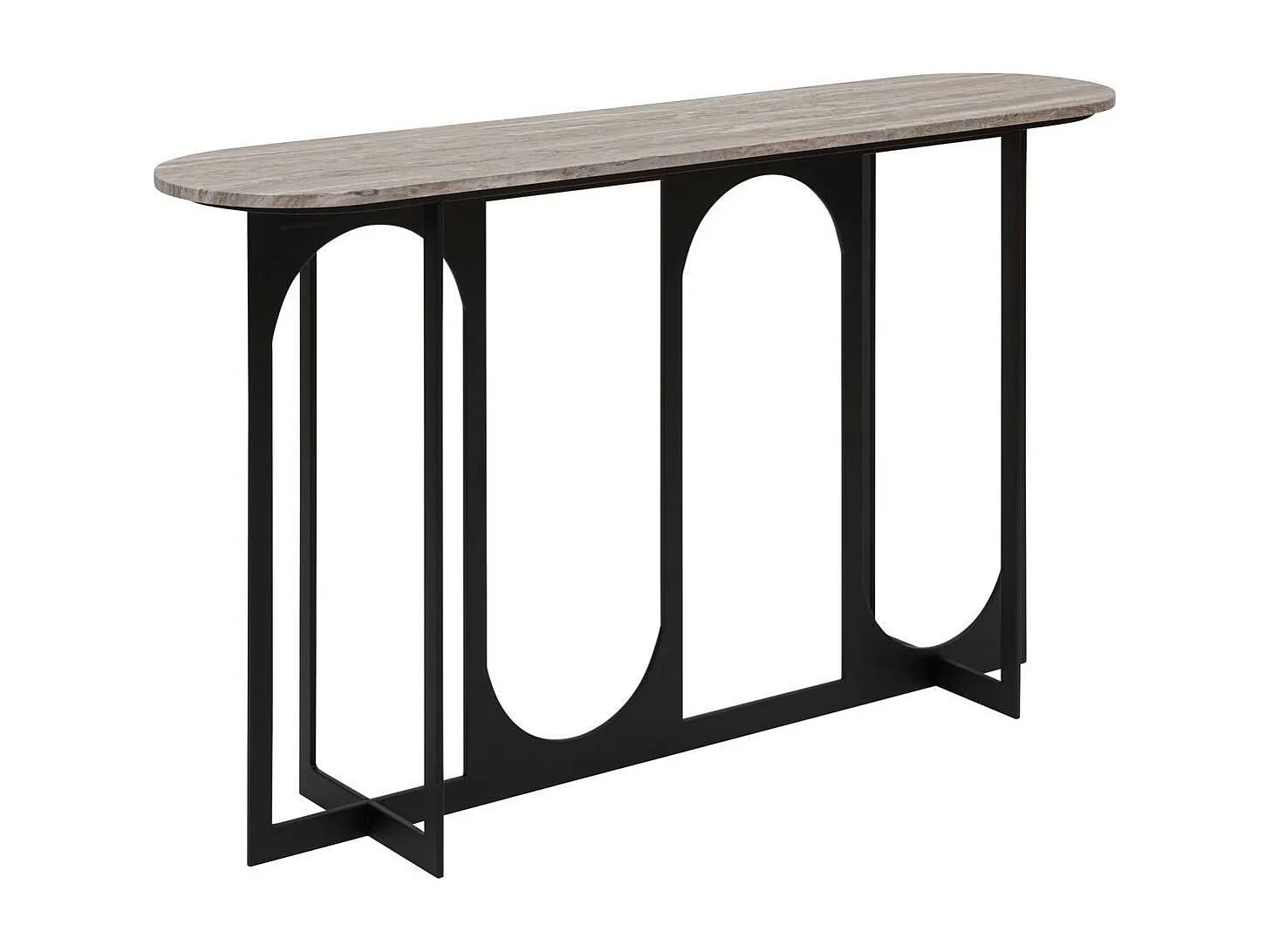 Table d'appoint Console métal et MDF effet marbre - Longueur 140 x largeur 34 x Hauteur 79,5 cm