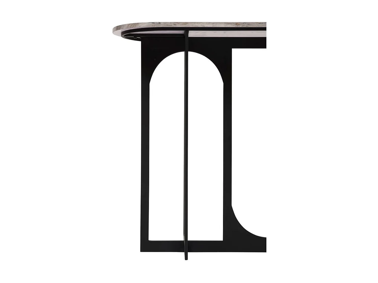 Table d'appoint Console métal et MDF effet marbre - Longueur 140 x largeur 34 x Hauteur 79,5 cm