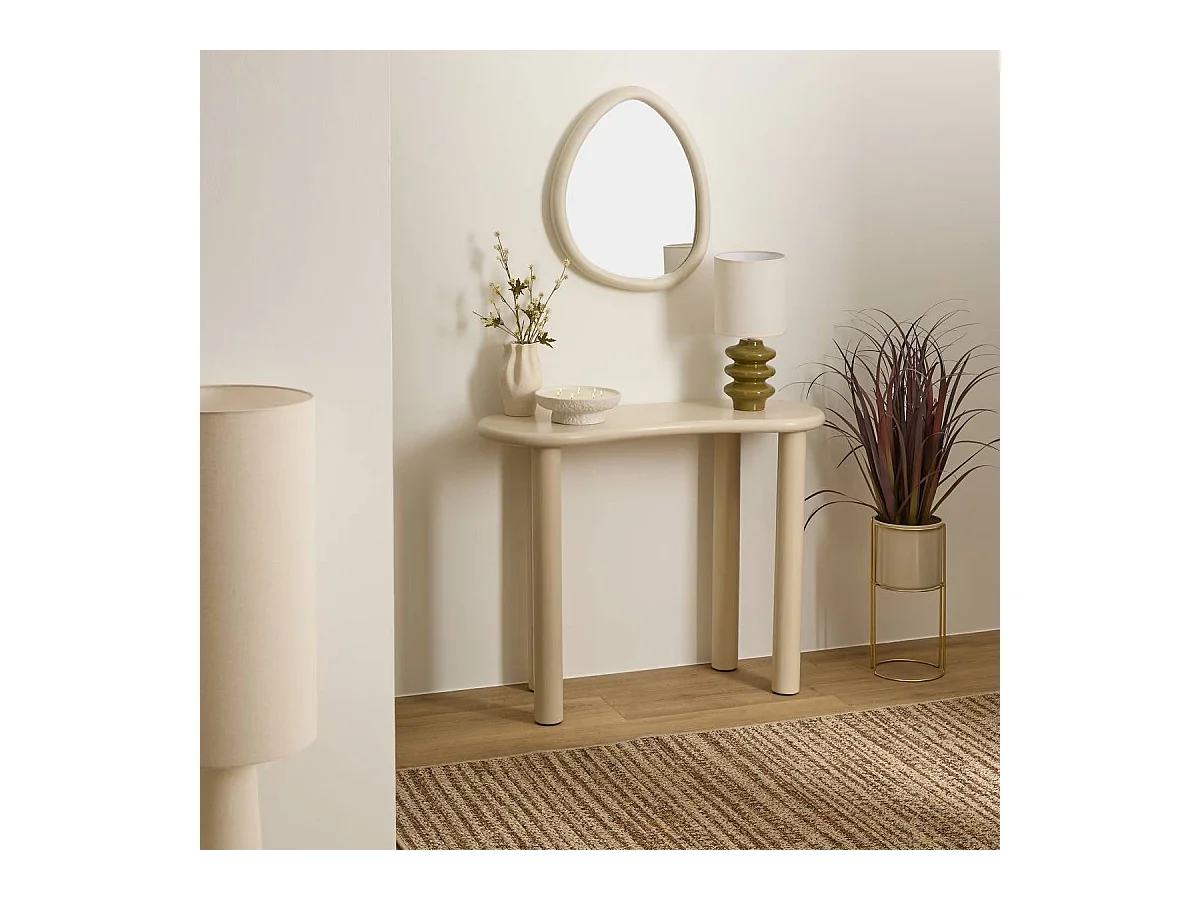 Table d'appoint console coloris ivoire - Longueur 100 x largeur 40 x Hauteur 80 cm