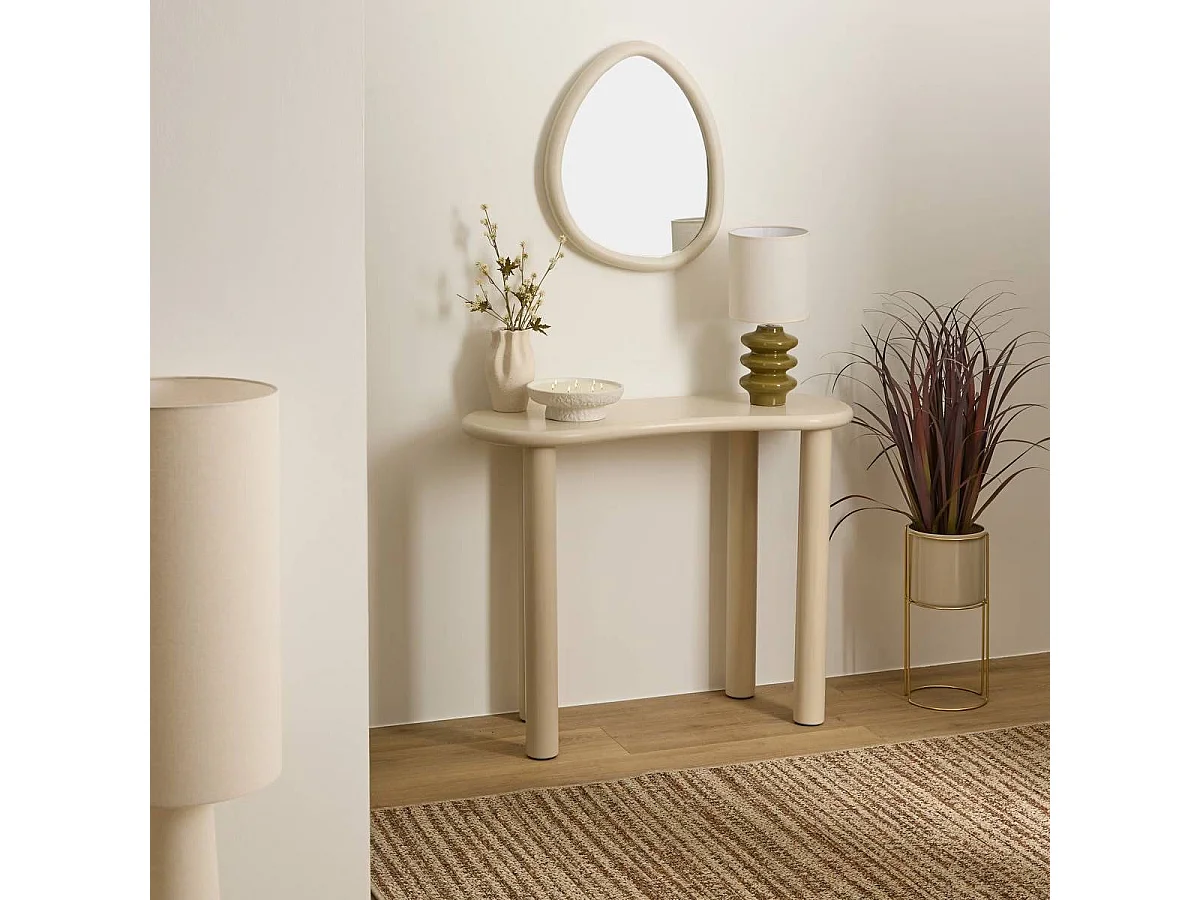 Table d'appoint console coloris ivoire - Longueur 100 x largeur 40 x Hauteur 80 cm