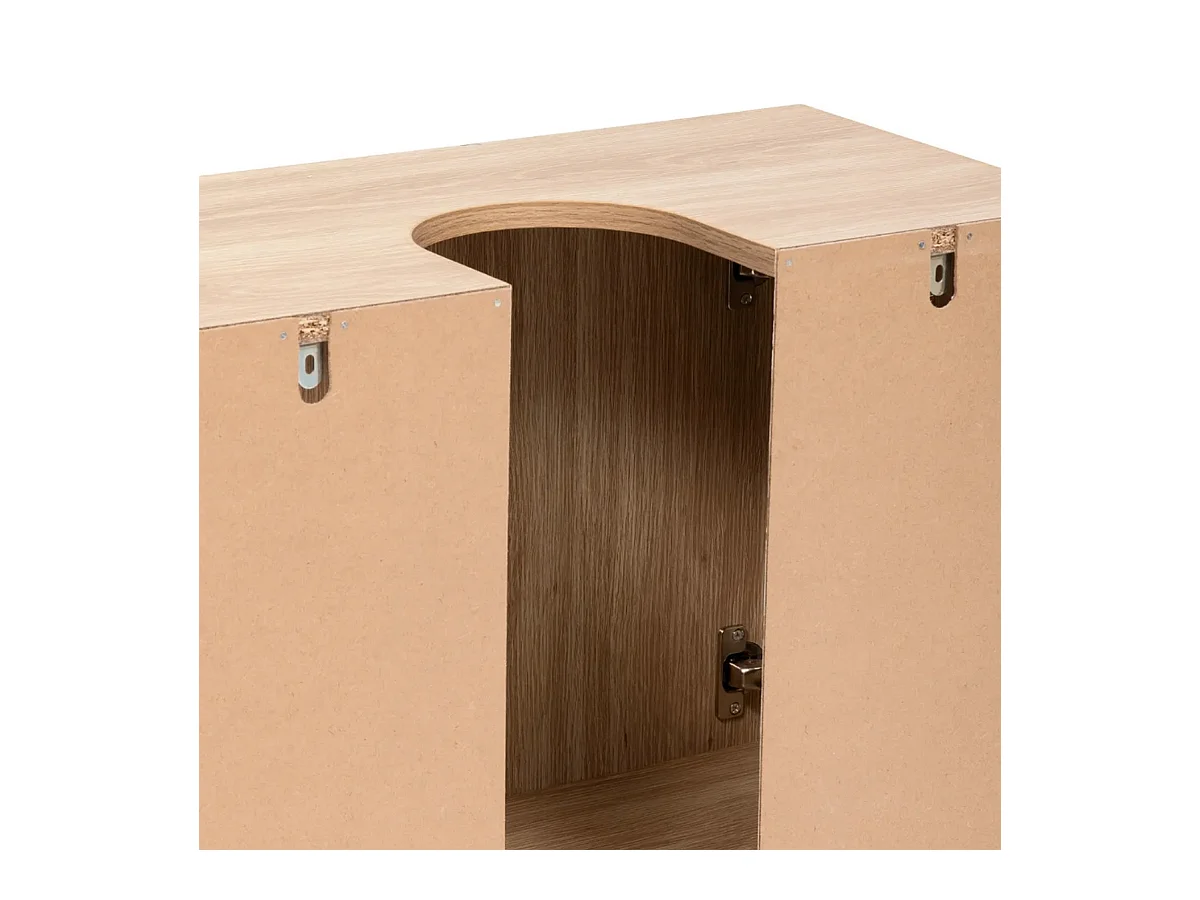 Meuble sous-lavabo SDB 2 portes coloris effet bois clair - Longueur 60 x largeur 30 x Hauteur 80 cm