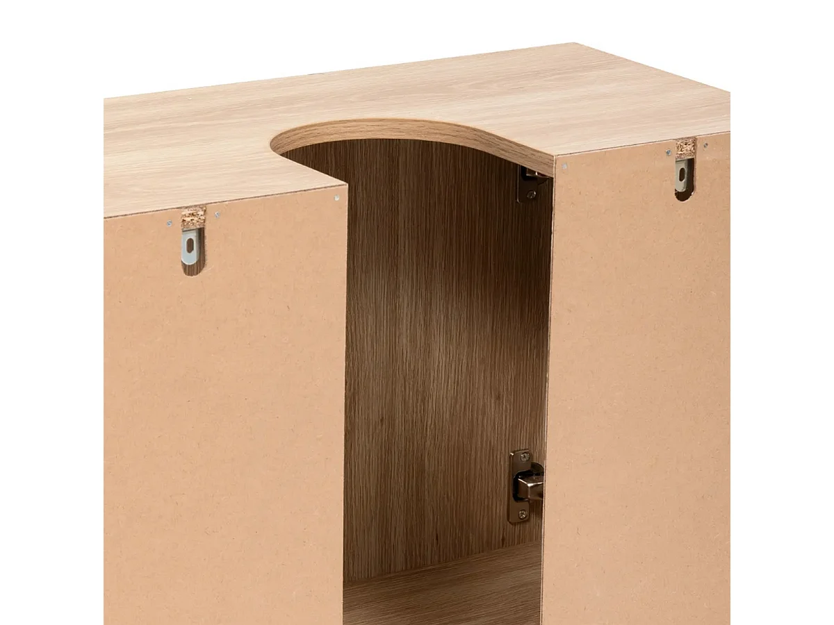 Meuble sous-lavabo SDB 2 portes coloris effet bois clair - Longueur 60 x largeur 30 x Hauteur 80 cm