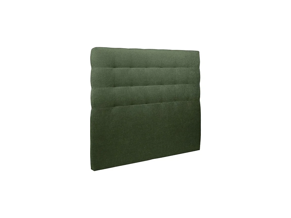 Lit 200x200cm avec tête de lit capitonnée tissu et double sommier tapissier vert - Hauteur totale : 29cm