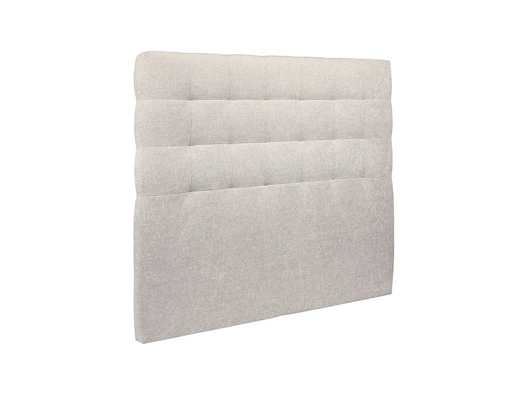 Lit 200x200cm avec tête de lit capitonnée tissu et double sommier tapissier Beige clair - Hauteur totale : 29cm