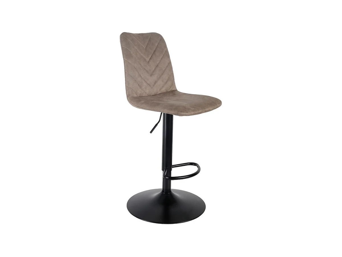 Tabouret de bar réglable en microfibre taupe et pied métal - COBY 2