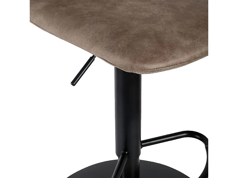 Tabouret de bar réglable en microfibre taupe et pied métal - COBY 2
