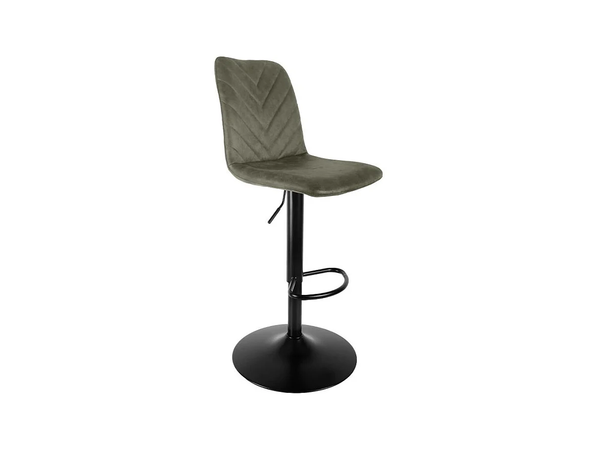 Tabouret de bar réglable en microfibre vert et pied métal - COBY 2