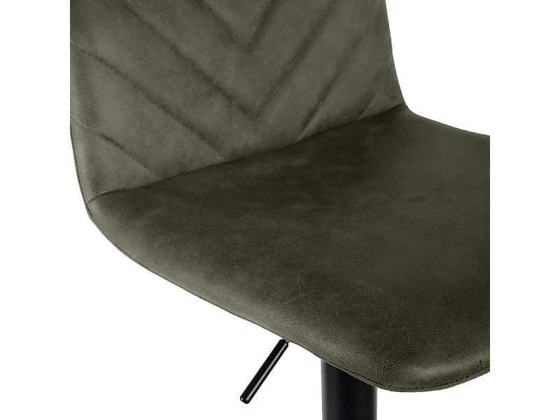 Tabouret de bar réglable en microfibre vert et pied métal - COBY 2