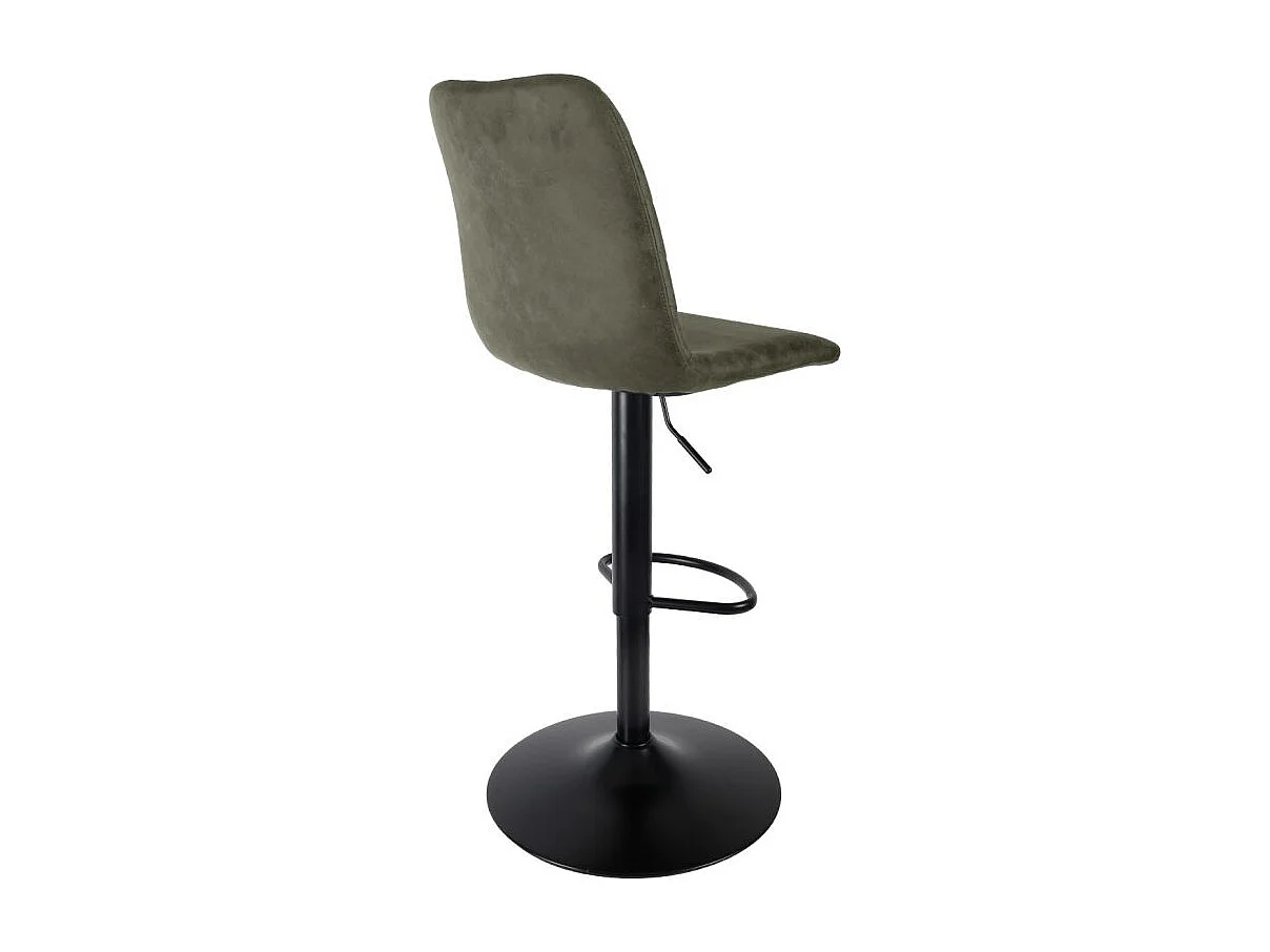Tabouret de bar réglable en microfibre vert et pied métal - COBY 2
