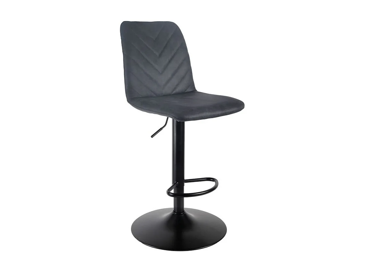 Tabouret de bar réglable microfibre anthracite et pied métal - COBY 2
