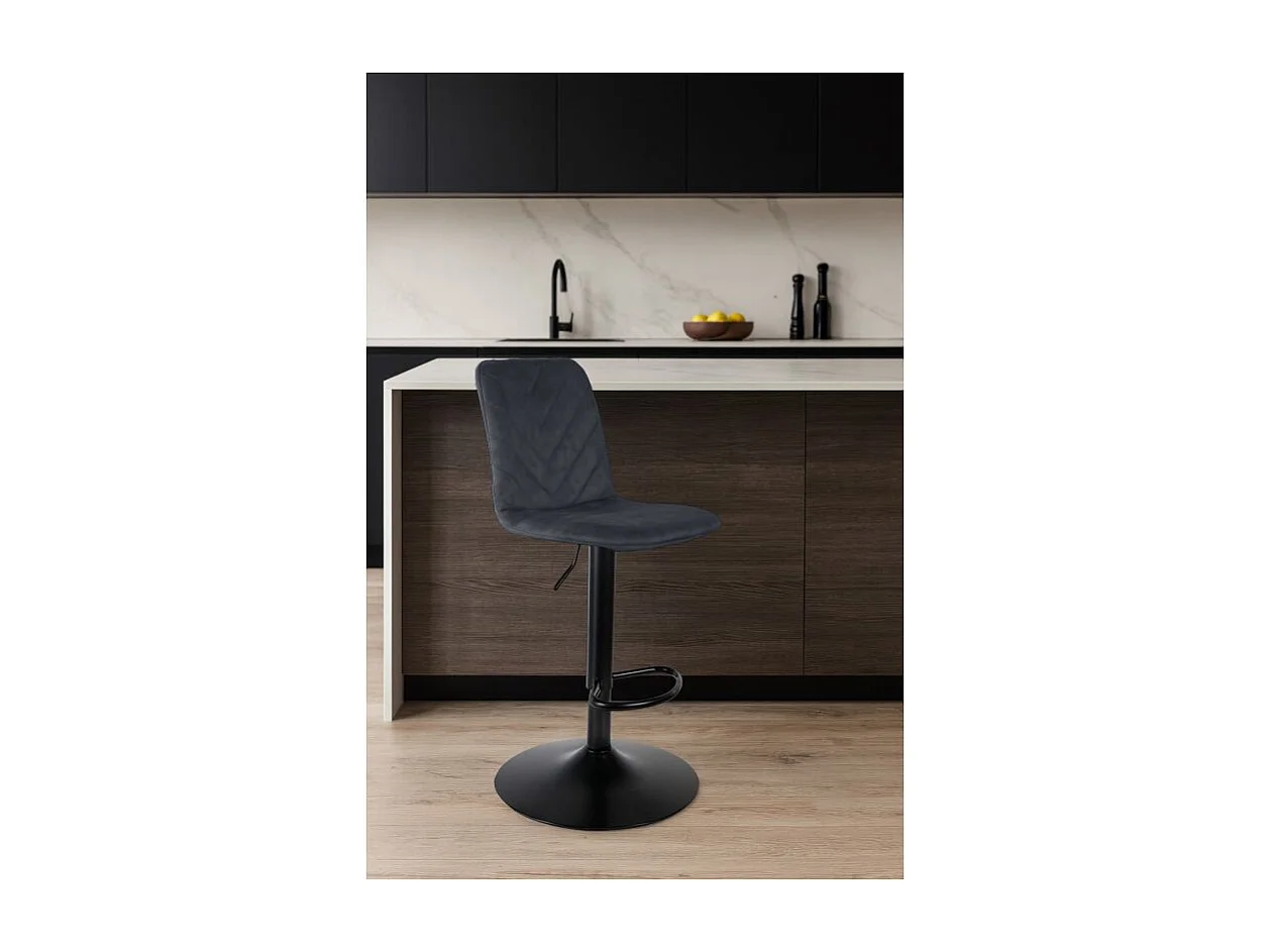 Tabouret de bar réglable microfibre anthracite et pied métal - COBY 2