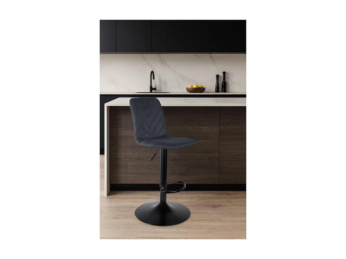 Tabouret de bar réglable microfibre anthracite et pied métal - COBY 2