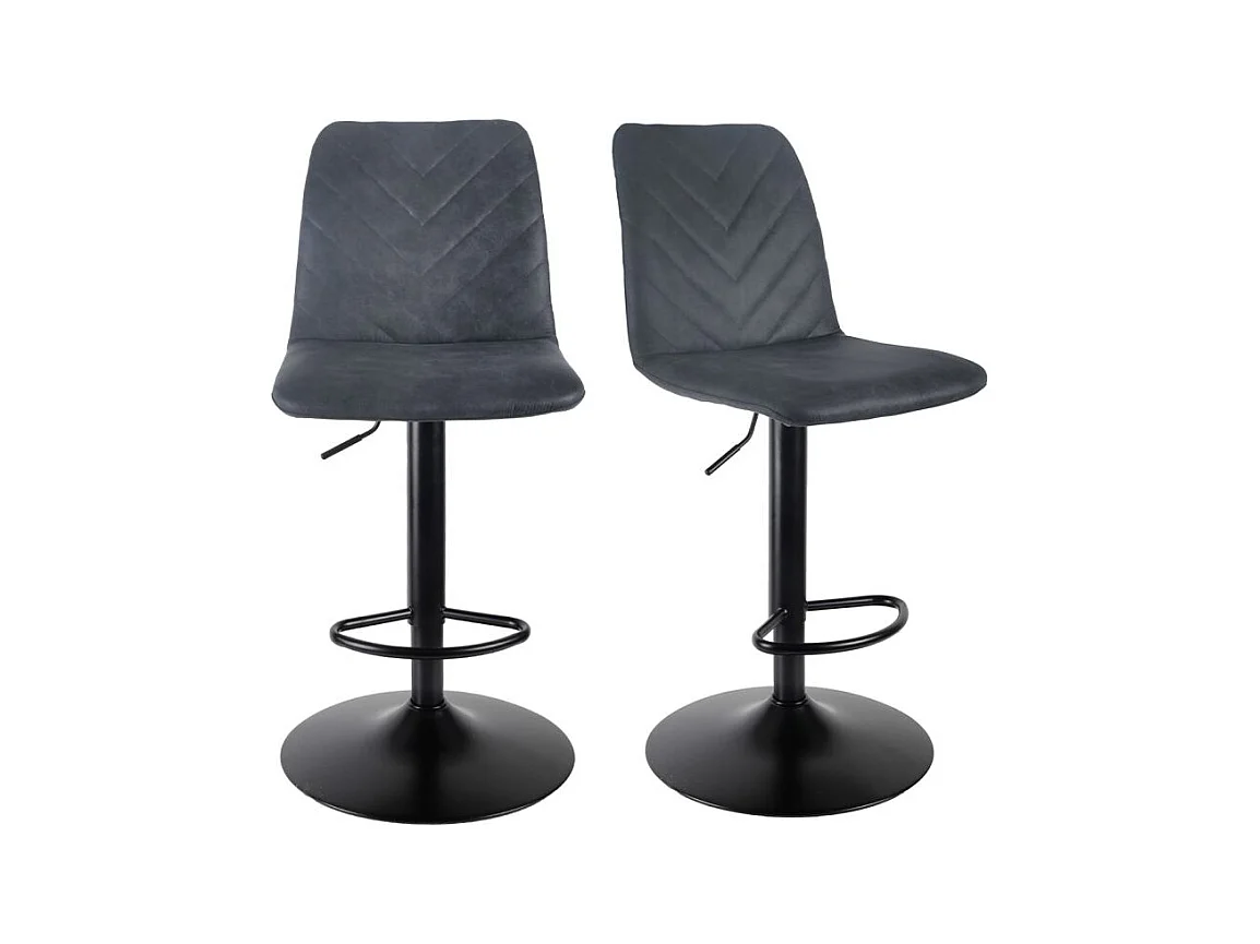 Lot 2 tabourets de bar réglables en microfibre anthracite - COBY 2