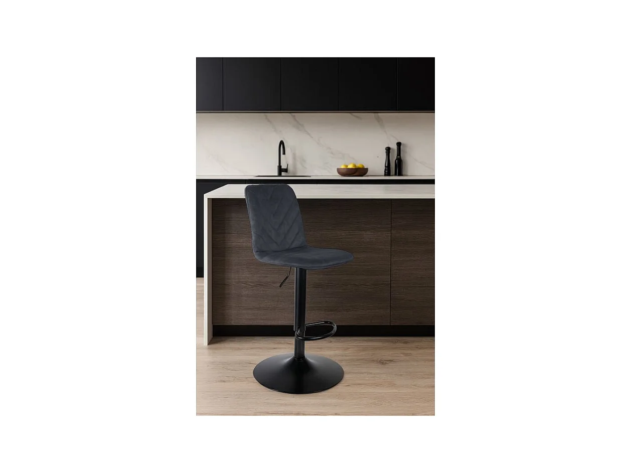 Lot 2 tabourets de bar réglables en microfibre anthracite - COBY 2