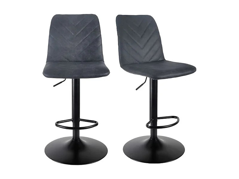 Lot 2 tabourets de bar réglables en microfibre anthracite - COBY 2