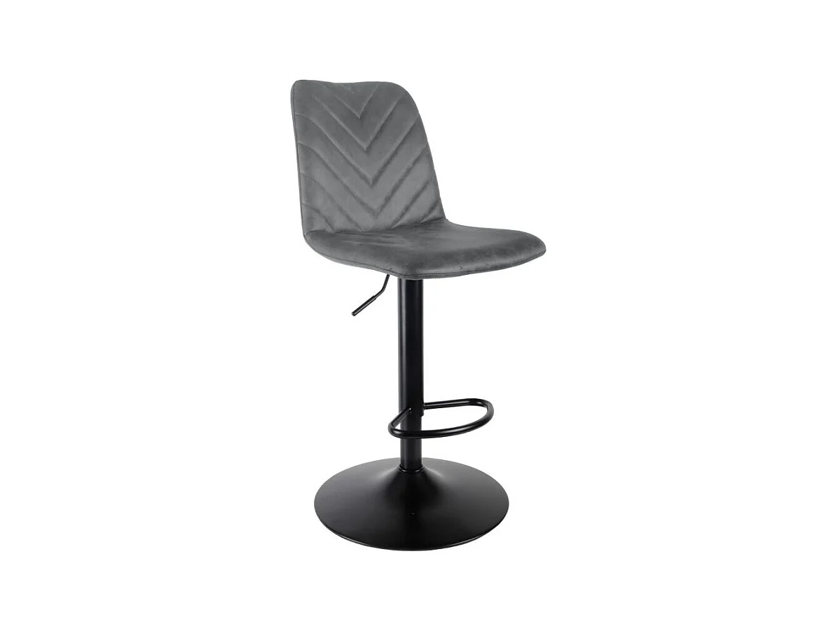 Tabouret de bar réglable en microfibre gris et pied métal - COBY 2