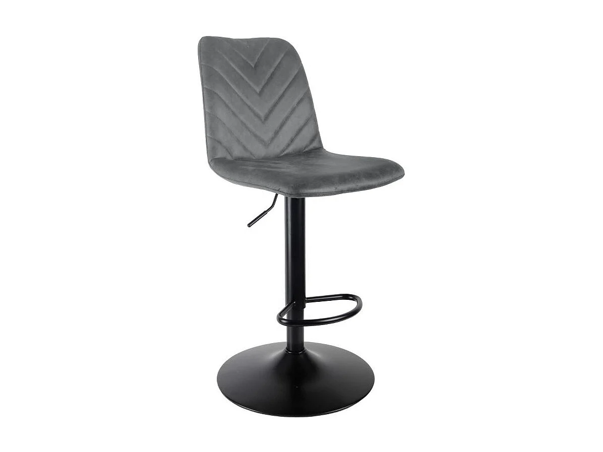 Tabouret de bar réglable en microfibre gris et pied métal - COBY 2