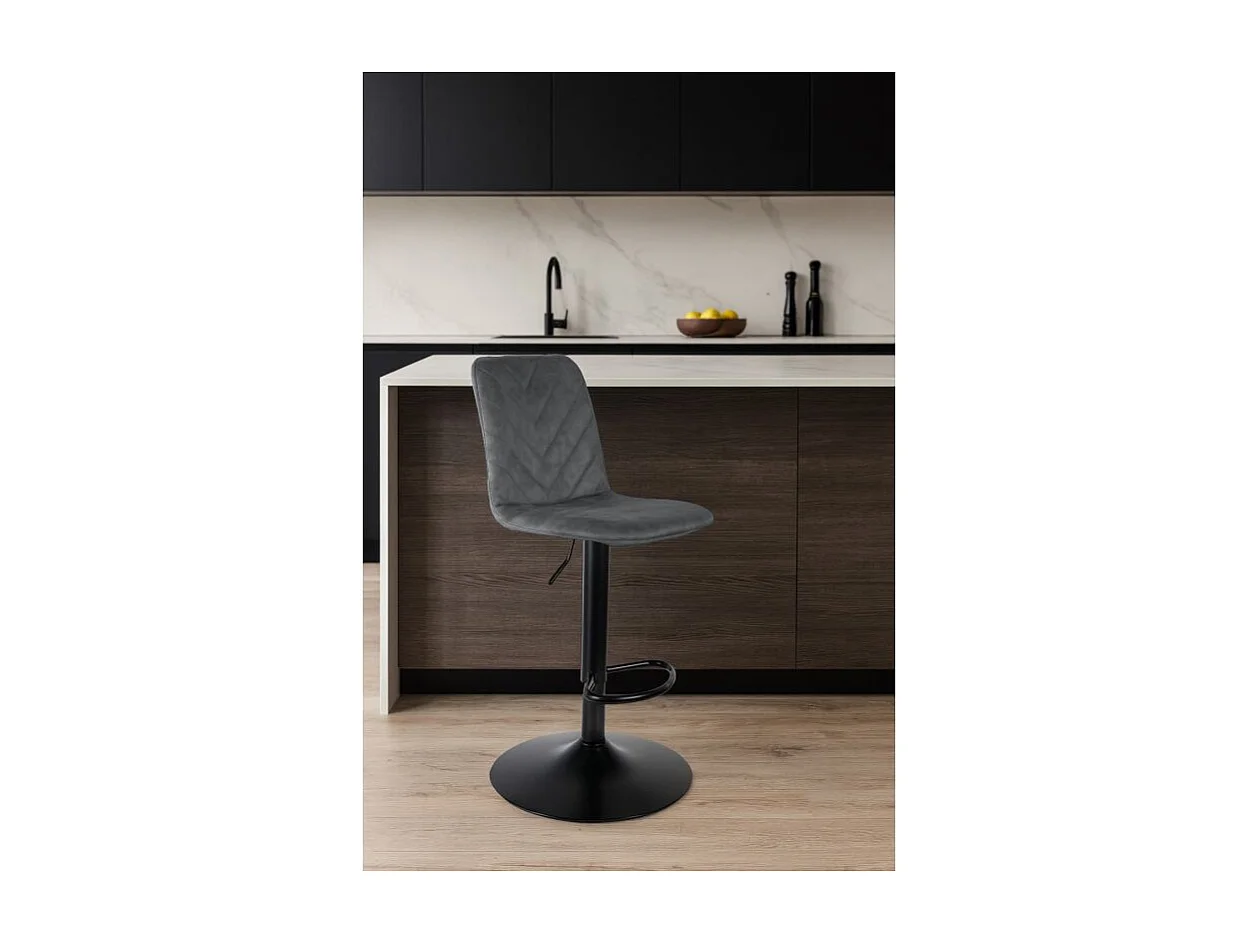 Tabouret de bar réglable en microfibre gris et pied métal - COBY 2