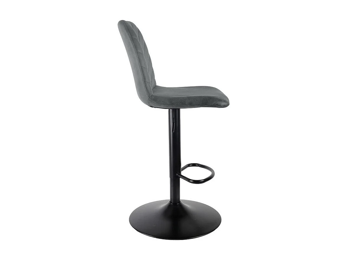 Tabouret de bar réglable en microfibre gris et pied métal - COBY 2