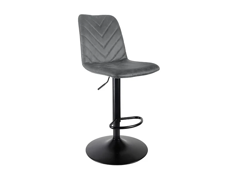 Tabouret de bar réglable en microfibre gris et pied métal - COBY 2