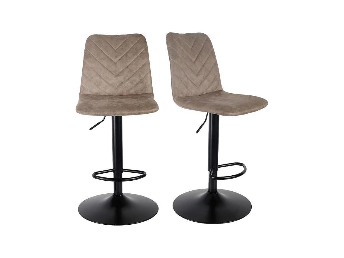 Lot 2 tabourets de bar réglables microfibre taupe et métal - COBY 2