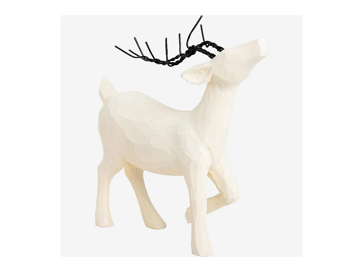 Habitat - Décoration de Noël - Renne debout en bois à poser - Blanc (Lot de 4) - Baker