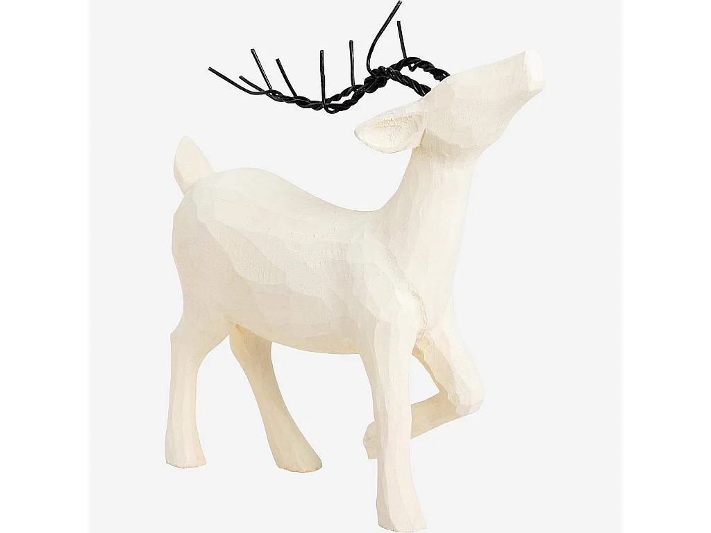 Décoration de Noël - Renne debout en bois à poser - Blanc (Lot de 4)