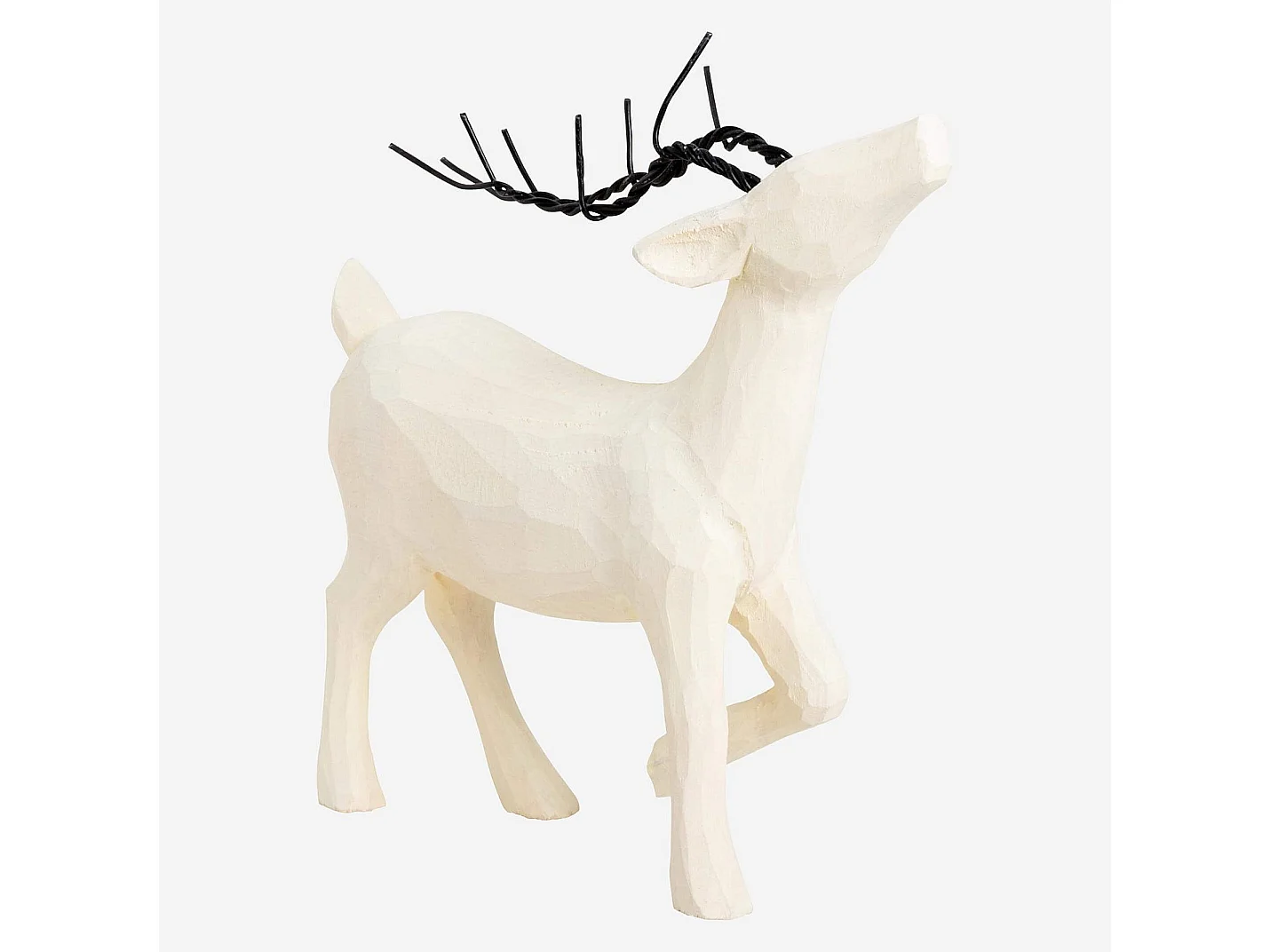 Décoration de Noël - Renne debout en bois à poser - Blanc (Lot de 4)