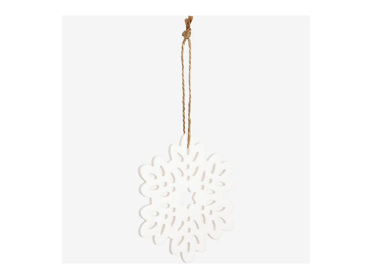 Habitat - Décoration de Noël - Grand flocon de neige en porcelaine - Blanc (Lot de 12) - Blanco