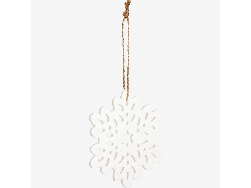 Habitat - Décoration de Noël - Grand flocon de neige en porcelaine - Blanc (Lot de 12) - Blanco