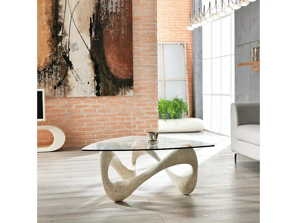 Aureus, Tavolino da salotto Beige (100cm X 100cm H. 42.5cm)| Duzzle