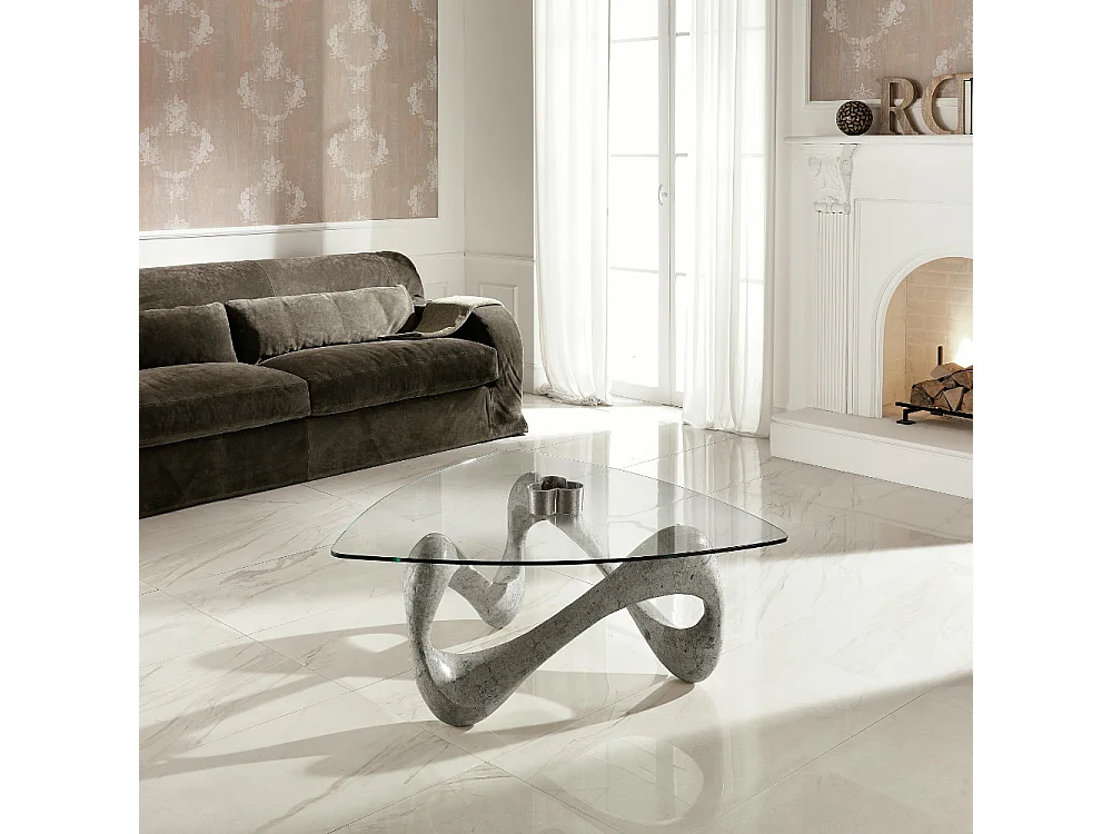 Aureus, Tavolino da salotto Grigio (100cm X 100cm H. 42.5cm)| Duzzle