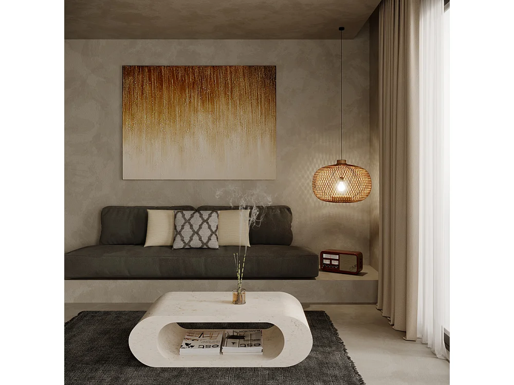 Horus, Tavolino da salotto / Porta tv Beige (62cm X 120cm H. 35cm)| Duzzle