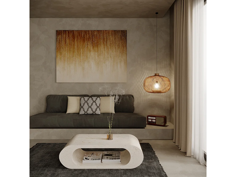 Horus, Tavolino da salotto / Porta tv Beige (62cm X 120cm H. 35cm)