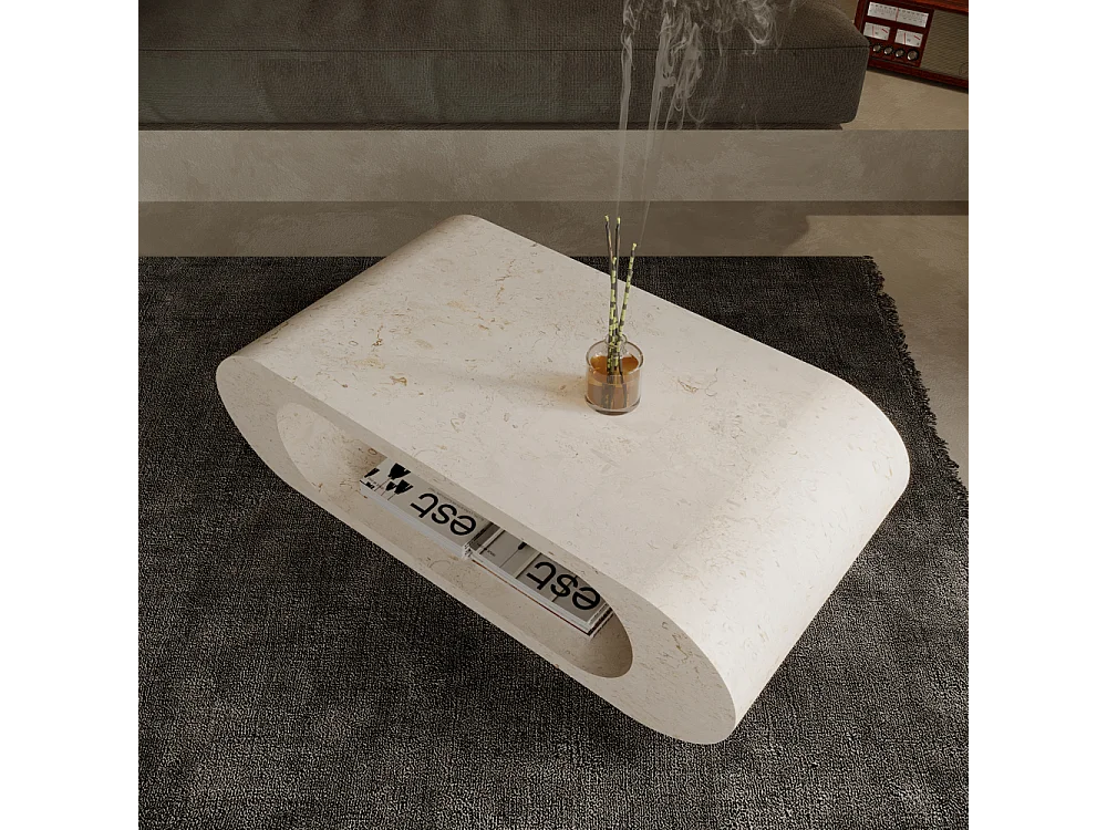 Horus, Tavolino da salotto / Porta tv Beige (62cm X 120cm H. 35cm)