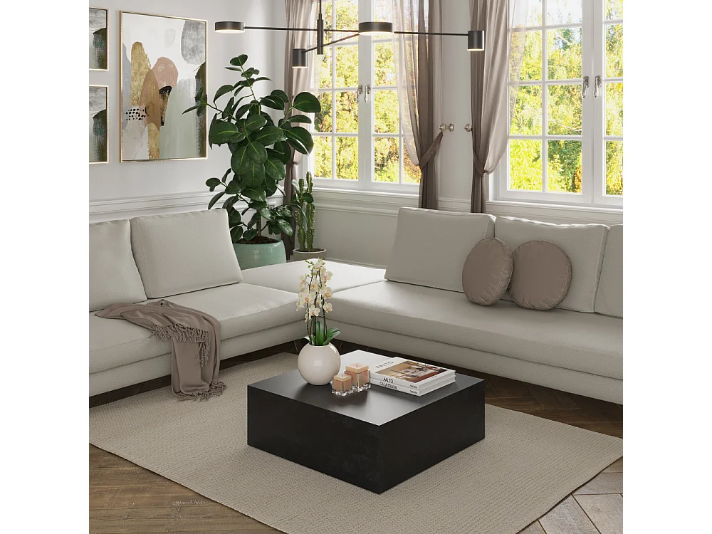 Obsydian, Tavolino da salotto Nero (80cm X 80cm H. 28cm)| Duzzle