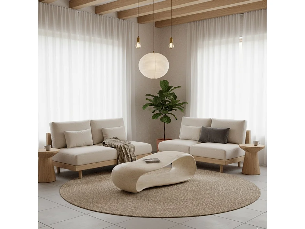 Focale, Tavolino da salotto Beige  (60cm X 123cm H. 34cm)| Duzzle