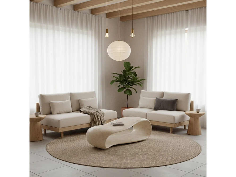 Focale, Tavolino da salotto Beige  (60cm X 123cm H. 34cm)