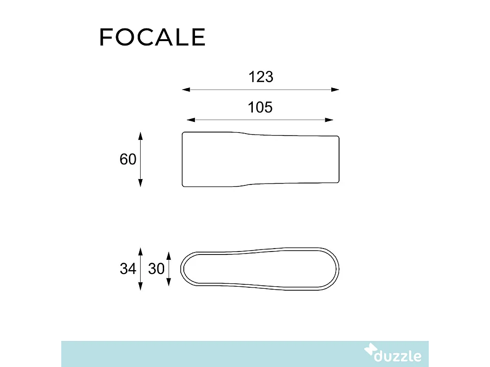 Focale, Tavolino da salotto Beige  (60cm X 123cm H. 34cm)