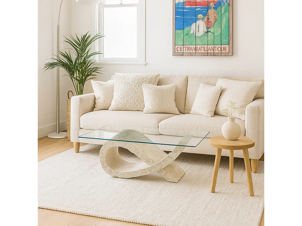 Joint, Tavolino da salotto Beige (70cm X 120cm H. 36cm)| Duzzle