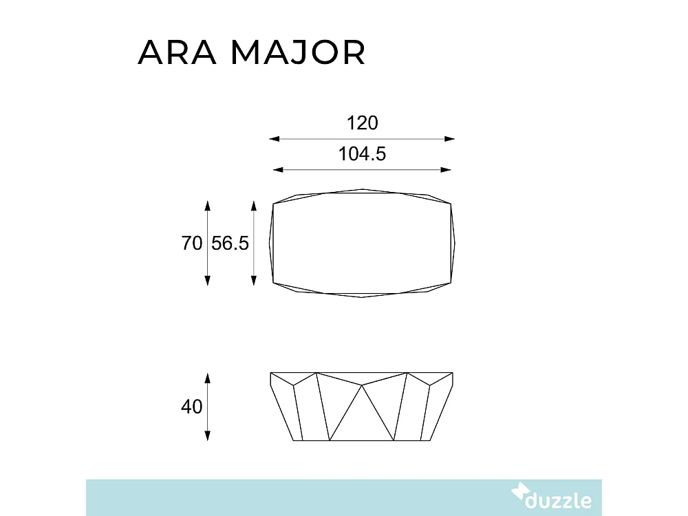 Ara major, Tavolino da salotto Grigio (70cm X 120cm H. 40cm)| Duzzle