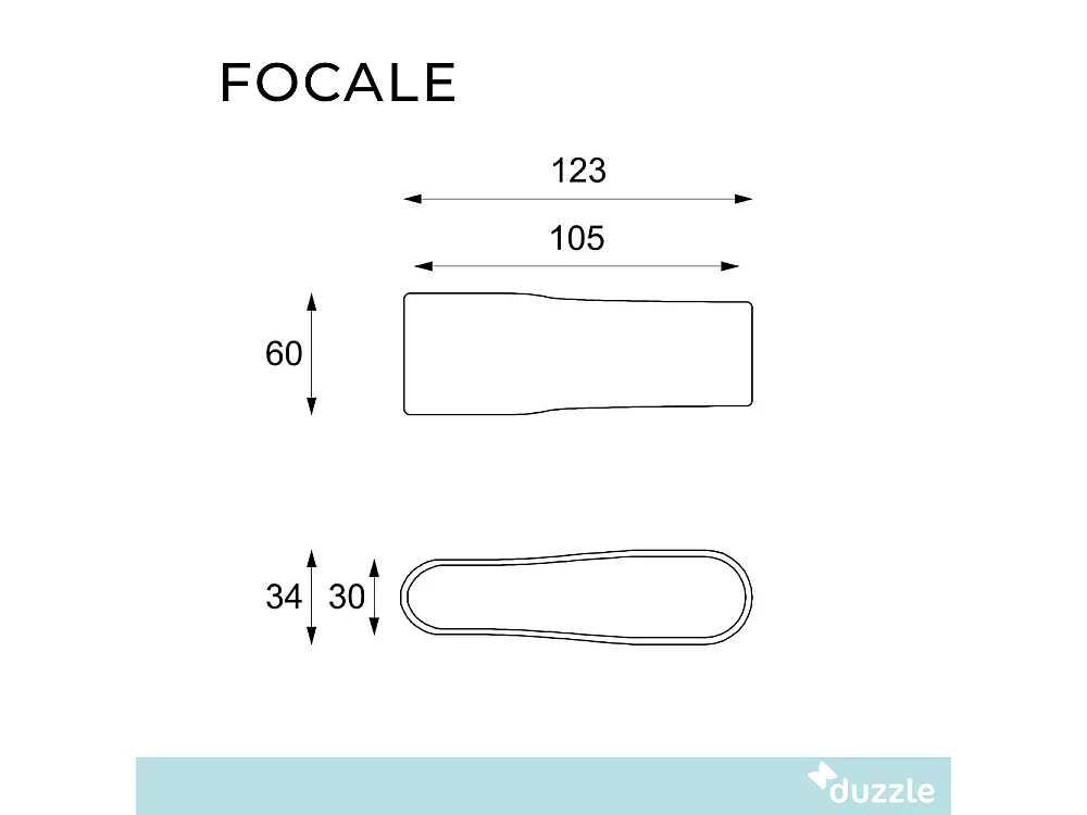 Focale, Tavolino da salotto Grigio (60cm X 123cm H. 34cm)| Duzzle
