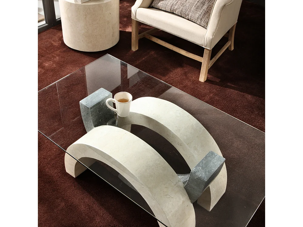 Connectio, Tavolino da salotto Beige e Grigio (70cm X 120cm H. 41cm)