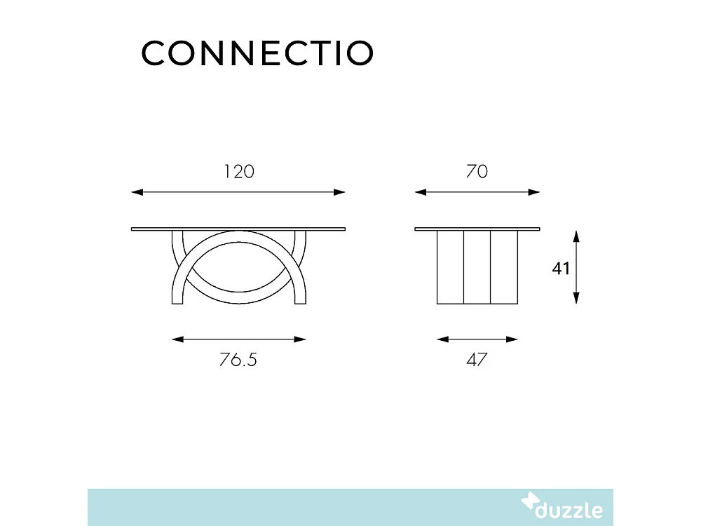 Connectio, Tavolino da salotto Beige e Grigio (70cm X 120cm H. 41cm)